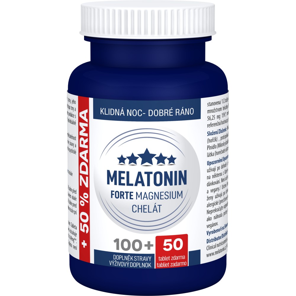 Melatonin Forte Magnesium chelát 100+50tbl. navíc Clinical a maska na spaní