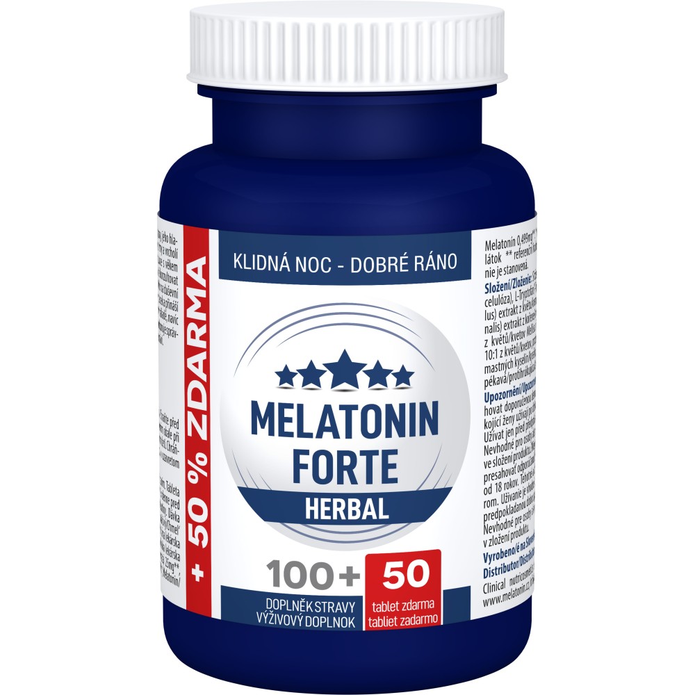 Melatonin Forte Herbal tbl.100+50 navíc Clinical a maska na spaní